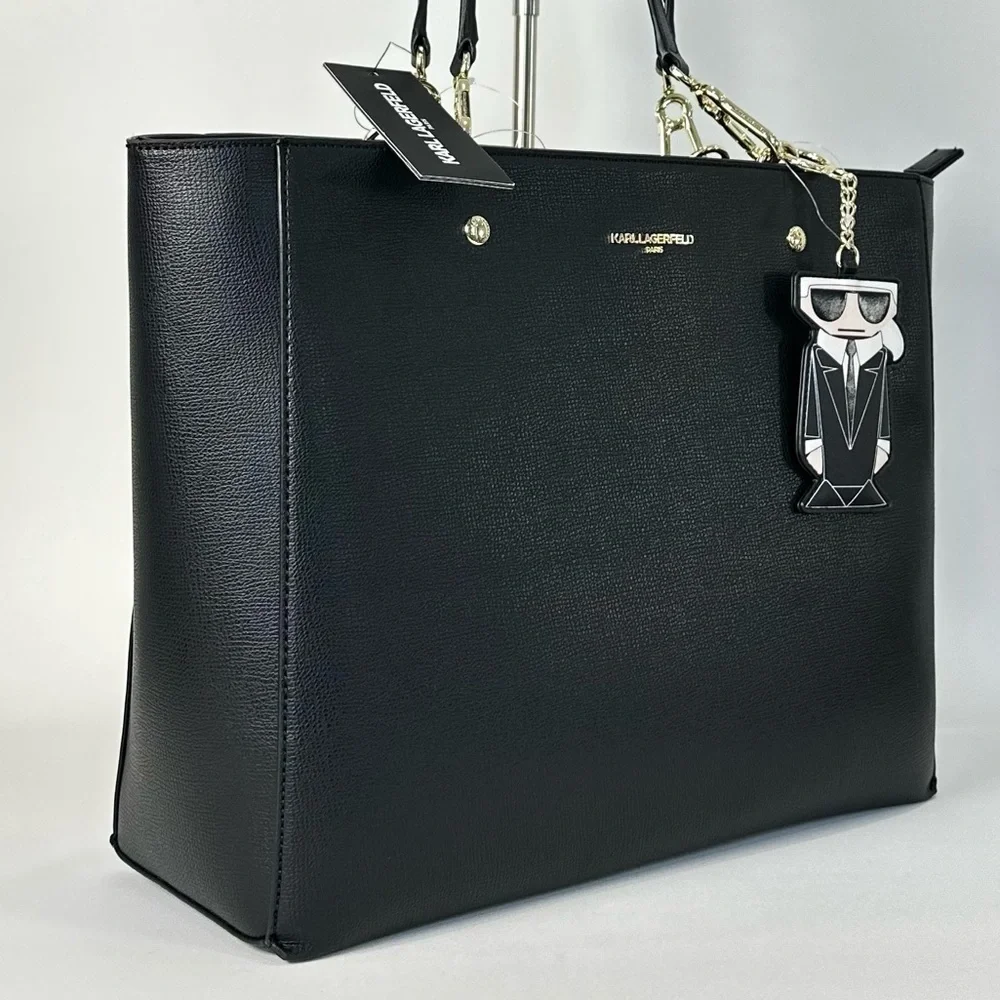 NEW Karl Lagerfeld Paris Adele Tote Carryall Bag in Black